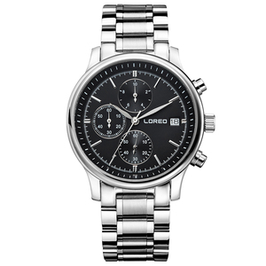 正品loreo雷力欧手表 精钢男士石英表多功能商务时尚休闲防水日历