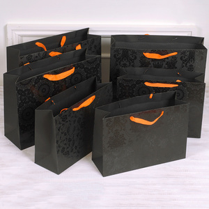 伊和诺 高档黑色印花暗纹礼品礼物包装袋 购物袋纸质手提袋纸袋子