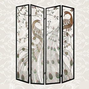 铁艺镂空孔雀屏风隔断隔断屏风酒店金属工装摆设装饰创意屏风道具