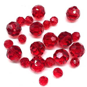 6/10mm透明大红色球形水晶珠diy手工串项链饰品32切面大小散珠子
