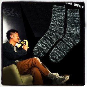 余文乐同款袜子男士秋冬加厚保暖复古潮男袜纯棉中筒袜长袜雪花袜
