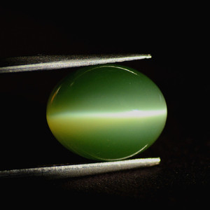 天然碧玉猫眼戒面台湾猫眼石绿色晶体裸石和田玉女款18k镶嵌戒指