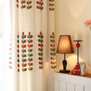 北欧小镇韩式棉麻绣花田园窗帘半遮光布客厅卧室成品定制