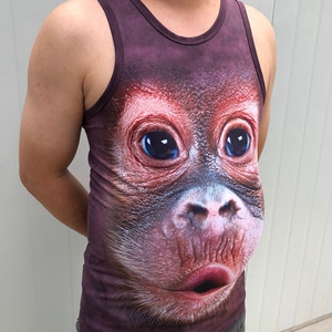 夏季搞怪男3d背心加大码胖子搞笑大嘴猩猩个性嘟嘟猴子旅行背心