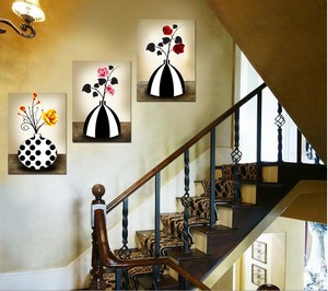 楼梯装饰画过道墙壁画宾馆酒店无框画卧室现代三联艺术画客厅挂画
