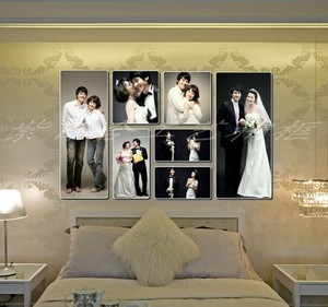 韩国皮雕七框组合照片墙影楼婚纱照7件套皮雕创意相框含照片包邮