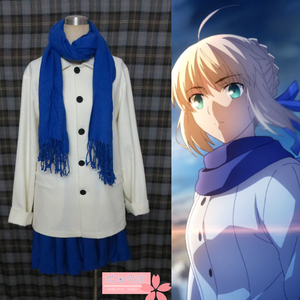 桜咲家|征集|高端定制saber冬季白色毛呢常服cos服外套定做