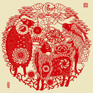电子版jz羊1生肖剪纸刻纸白描画稿图案装饰画素材