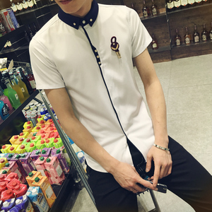 酒店ktv夜场少爷服装春夏装酒吧上衣短袖衬衫夜总会男服务员工服