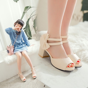 韩版儿童凉鞋2019夏季新款女童礼服高跟鞋蝴蝶结小女孩鱼嘴公主鞋