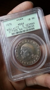 【阴历】PCGS MS64 东德 民主德国 1967珂勒惠支10马克银币 698