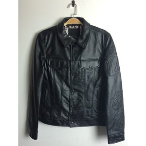 jackrose the rolling stones 男款机车短款牛皮真皮衣 阿美咔叽