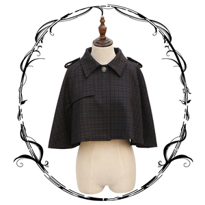 独家定制】复古英伦格子.帅气侦探小斗篷短披风