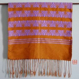 孔雀傣族织锦 东南亚手工纺织工艺民间传统傣家披肩撞色 6d65至72