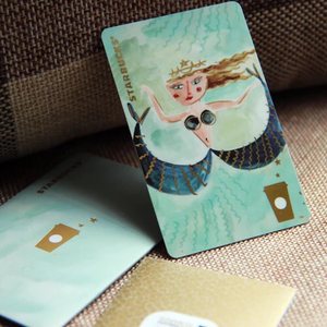 特价星巴克星享卡空卡收藏夏季美人鱼卡双尾人鱼卡含卡套