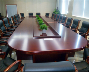 会议桌实木贴皮培训桌洽谈桌椭圆形办公家具开会桌长条办公桌油漆