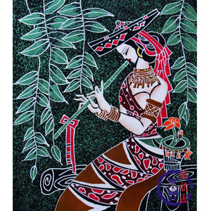 苗族手工蜡染装饰画 蜡染相框画芯 特色工艺品 回娘家 40x45cm