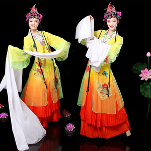 古典舞蹈服装新款戏曲戏剧古装京剧演出服百花争艳长水袖舞成人女