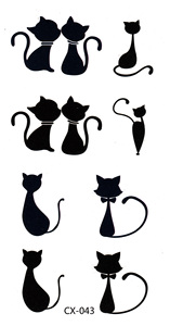 创意猫咪纹身贴纸防水男女持久防汗个性情侣刺青纹身贴虎口贴