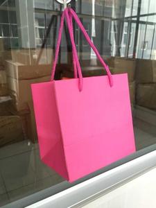 14*14*10新款小号玫红色和粉红色压膜纸袋正方形礼品袋精品包装袋