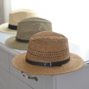 男士草帽镂空大帽檐遮阳帽情侣夏季爵士帽男女通用巴拿马帽礼帽