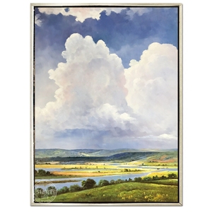 瑞堂 现代简欧玄关竖幅风景油画手绘 过道北欧装饰画轻奢款 云海