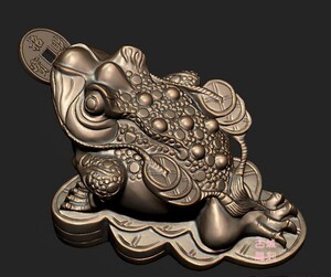 三维立体 四轴浮雕图 圆雕图 stl 3d 模型-精品三足招财金蟾