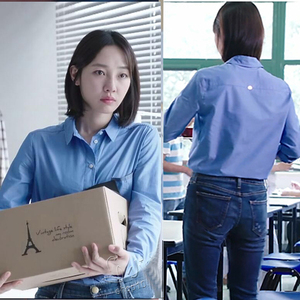 外科风云白百合陆晨曦同款修身职业工作白衬衫女长袖打底蓝衬衣潮