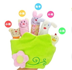 儿童讲故事表演动物手指偶五指手套玩偶益智玩具手偶亲子玩具拼图