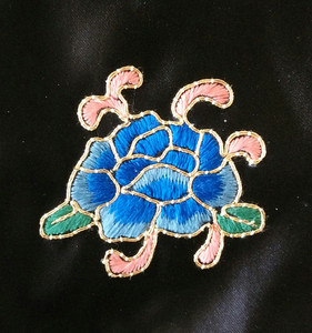 真丝手工刺绣盘金绣牡丹花diy手工饰品绣片贴衣服小绣片