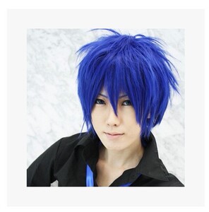 大哥kaito公式 山茶花cos假发 宝蓝色反翘短发