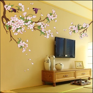 弥月之樱浪漫樱花树墙贴纸客厅卧室电视沙发墙可移除韩国背景墙绘