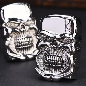 zippo打火机正版纯藏银骷髅头魔域使者之宝 zeep打火机正品原装zp