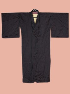 【浅草亭】日本中古正装和服外套外褂—化纤黑底水玉雨コート美品