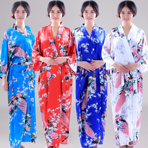 热卖日本孔雀印花和服女装日式长款睡衣制服诱惑写真舞台演出服