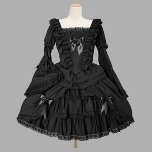 lolita哥特式喇叭袖连身短裙 公主宫廷洋装 漫展舞台演出服 定制