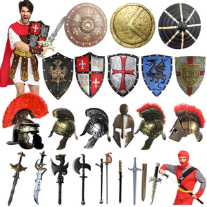 万圣节道具兵器盾牌PU头盔玩具刀剑匕首仿真古罗马武士道具武器