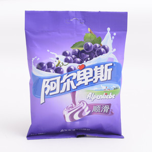 阿尔卑斯顺滑晶莹葡萄牛奶味硬糖150g袋装休闲糖果