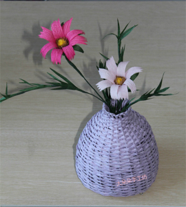 diy手工编织带铁丝纸藤纸绳编织材料花篮花器 禅意小花瓶材料包