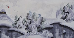 国画山水画北国风光纯手绘高仿名家四尺冰雪山水字画re4110303