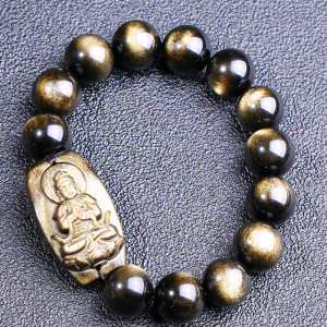 开光天然金曜石大日如来手链十二生肖属羊猴本命佛守护神手串男款