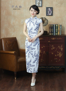 华之韵优雅复古提花氨纶棉修身文艺气质时尚中国风开衩长旗袍