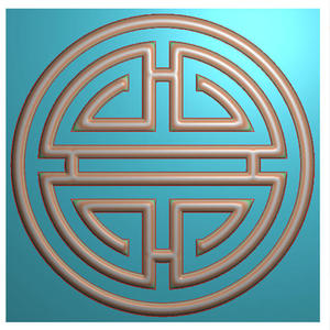 精雕图 灰度图 浮雕图 石雕福禄寿喜寿字圆形有线刀叉柜门板  寿