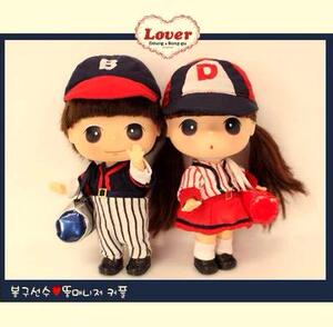 韩国进口㊣ddung迷糊娃娃之冬己邦古棒球情侣人偶娃娃 baseball