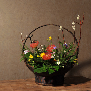 隆盛篮| 手工竹编竹制  竹篮花器 中华花艺专用 中式传统工艺