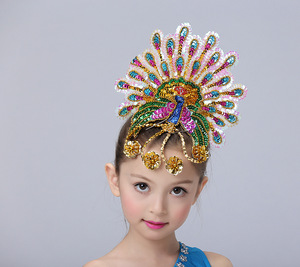 傣族舞蹈头饰儿童成人舞蹈头饰孔雀舞头饰民族舞头饰