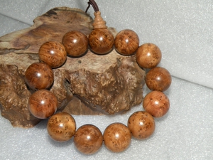 文玩小叶鼠李根雕 麻梨疙瘩根 佛珠手串 手把件 老料1.8厘米满花