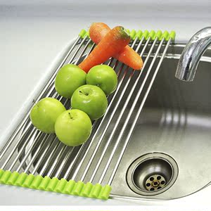 可折叠水槽滤水架不锈钢沥水架碗碟架厨房置物架水果疏菜滴水架