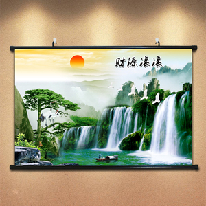 财源滚滚的聚宝盆山水画