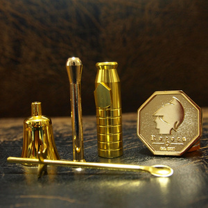 ROCOCO鼻烟客配件套装 金色铝子弹壶+挖粉勺+漏斗+烟碟+吸管